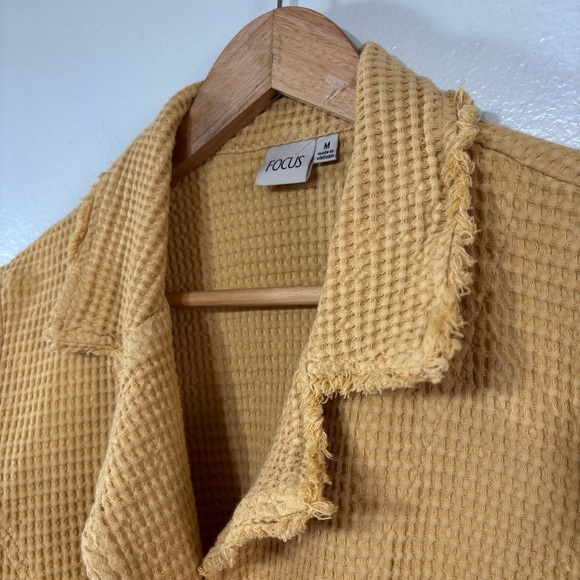 Focus 100% Cotton Yellow Tweed Jacket Size M - Picture 4 of 7